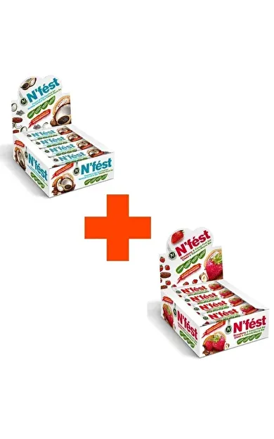 N'Fest Meyve Bar Fırsat Paketi - Hindistan Cevizli ve Çilekli Meyve Bar 2 Kutu