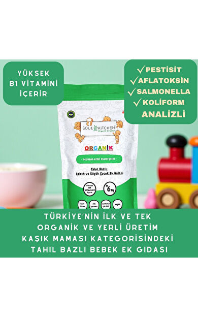 Soul Kitchen Organik Muhallebi Karışımı Tahıl Bazlı Bebek Ek Gıdası 250gr (B1 VİTAMİNLİ)