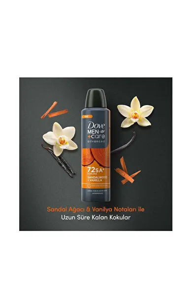 Dove Men +Care Advanced Erkek Deodorant 72 Saat Koruma Sandalwood Vanilla 150 Ml